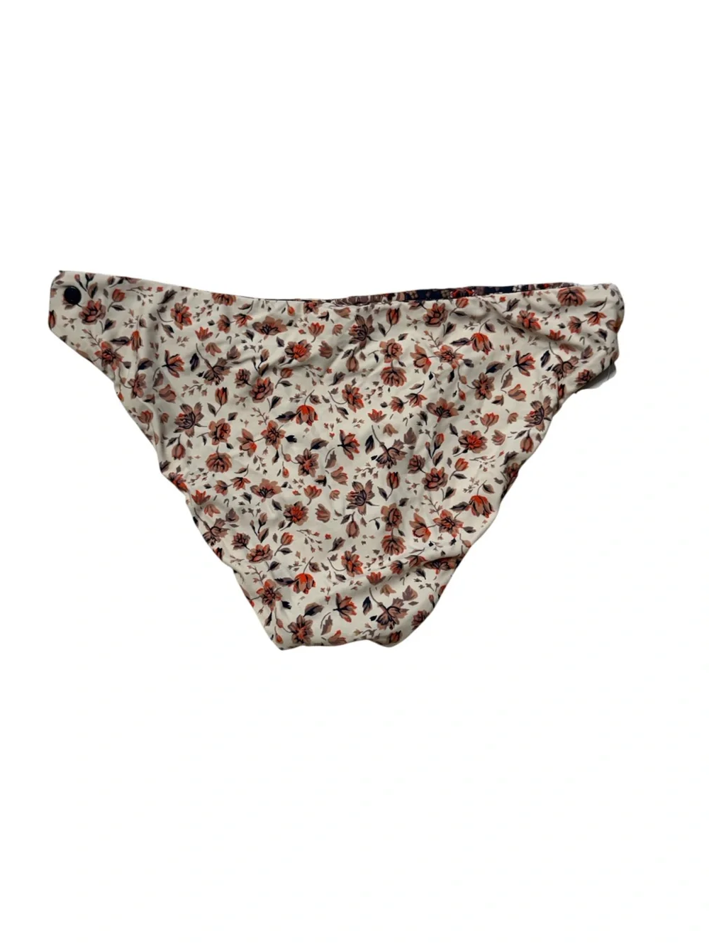 Volcom Cream Floral Bikini Bottoms with Rust and Brown Flowers Size S Reversible